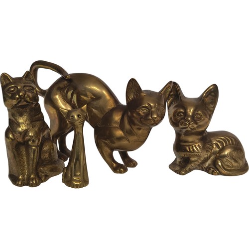 Brass cat figurine set - brass,