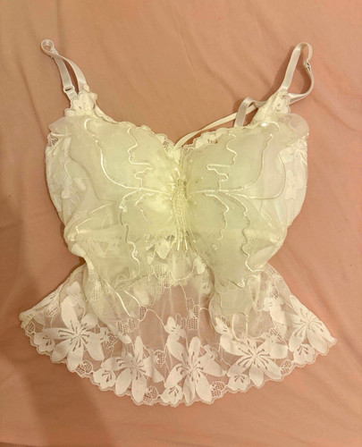 White floral lace sheer cami - sheer,