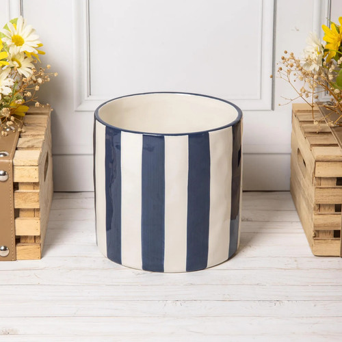 Blue white ceramic plant - plant, pot