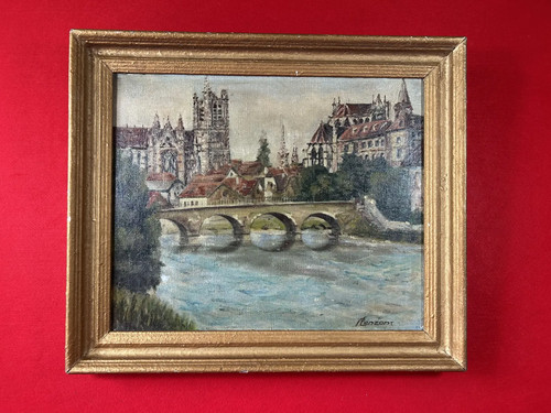 Framed antique oil painting - oil,