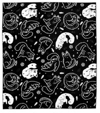 Killstar Gothic Soft Fleece Black & White Blanket Throw Catnap & 2 Pillow Cases 