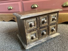 6 Drawer Vintage Solid Wood Spice Chest -mini Drawers Apothecary -