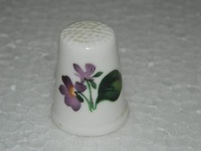 VINTAGE BONE CHINA THIMBLE BY ROYAL GRAFTON - VIOLETS 
