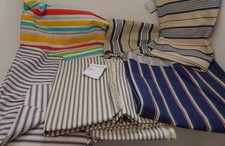 x7 Pieces of Blue and White Striped Material, Various Sizes, C CG P16 
