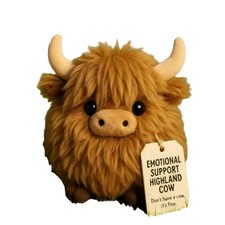 25cm Emotional Support Highland Cow Plush Toy, Care Plush Doll Kid Birthday Gift