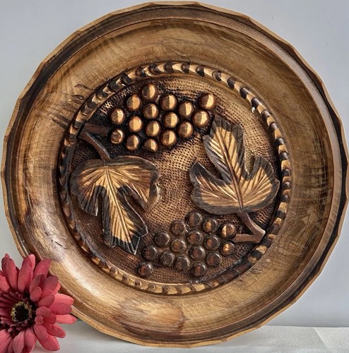 Hand carved wooden - fruit, bowl