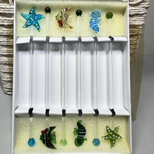 Vtg glass swizzle sticks - glass,