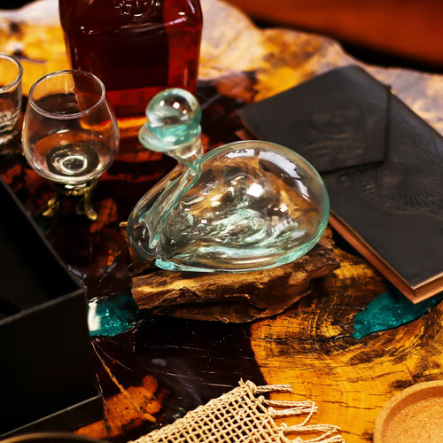 Molten glass duck decanter - decanter, on