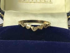 Wishbone Diamond ring 1990 Vintage Ring Heart Shaped 9ct Gold Ring Size L 1/2