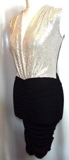 NEW JOHN ZACK 🌺 BLACK & SILVER BODYCON STRETCH DRESS 🌺 SIZE 8 # 1249*