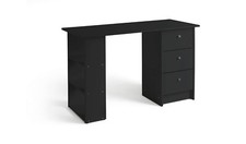 Malibu 3 Drawer Office Desk - Black