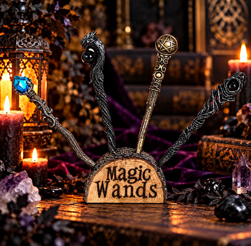 Wiccan wand display with - display, 8