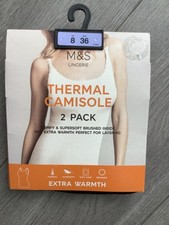 Marks and Spencer Women's Thermal Camisole Vests 2 Pack Size 8 Black And Grey