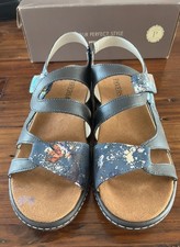 PAVERS Navy blue Vegan Leather Sandals abstract pattern UK 7 EU 41 