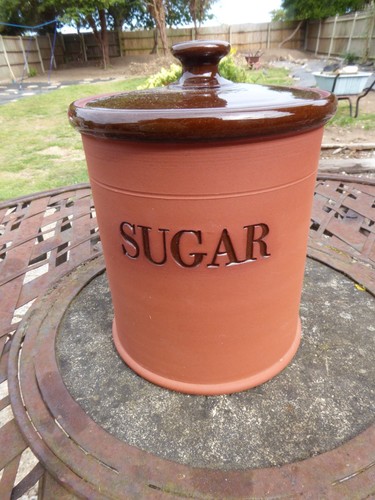 Pottery sugar container - pottery,