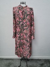 H&M Trend Frankie Pink Floral Thigh Split Midi Dress Size 40 Fits Uk 14 16
