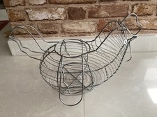 Wire Chicken Egg Holder Basket with Handles Very Good Condition