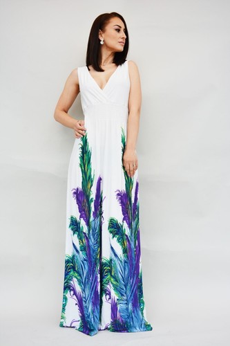 Sleeveless maxi dress - with, v