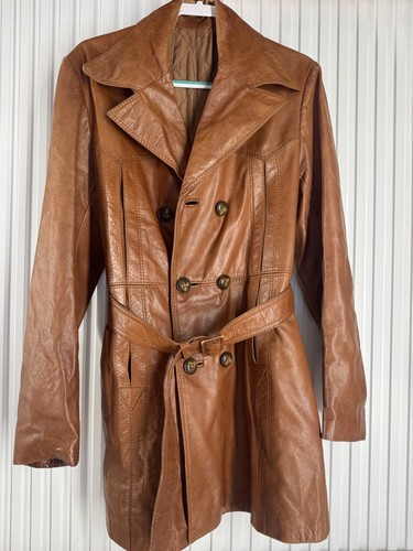 Vintage 70s leather trench - vintage,