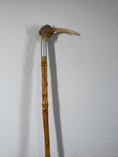 Vtg  Wood Walking Stick Horn