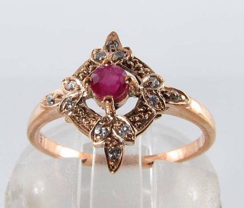 9ct rose gold ruby diamond - 9k,