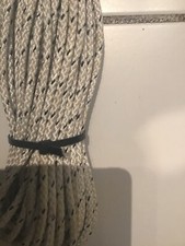 rope plait pre stretch polyester size 4 mm length 23 metres white new & unused..