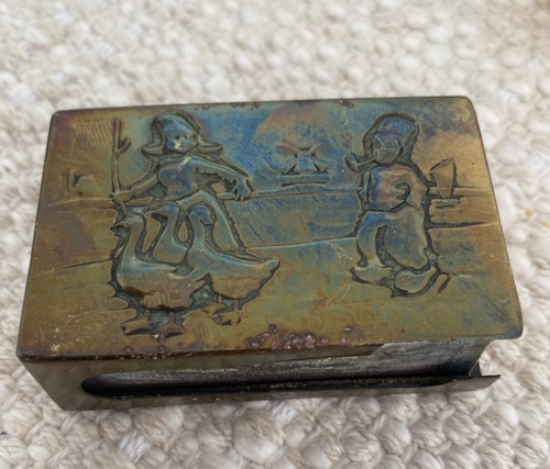 Vintage brass matchbox - brass, holder