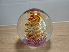 Vtg Gold Spiral Art Glass