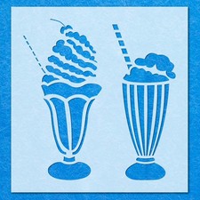 Milkshake Ice Cream Sunday Stencil: Mylar Airbrush Wall Art Painting Crafts