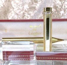 Vintage Cartier Ballpoint Pen Vendome Trinity Gold Horizontal Godron with Box