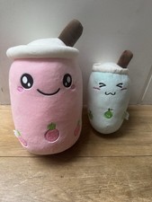 Set Of 2 Soft Plush Toy Bubble Tea Boba Cup Squishmallow Cute  Kawaii Fun Kids
