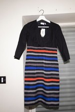 Pepperberry Dress Black coloured Stripes Size 10 Really / Super Curvy new w/ tag