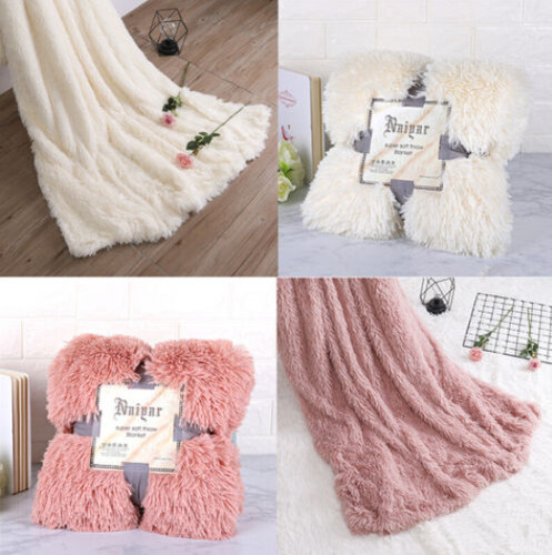 Large faux fur blanket soft - faux,