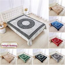Luxury Greek Key Throw Extra Large Fleece Sofa Bed Settee Mink Blanket Warm Cosy