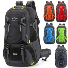 60L Hiking Camping Backpack Waterproof Nylon Outdoor Travel Luggage Rucksack Bag