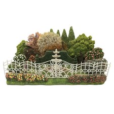 Miniature Victorian Garden Fountain Shelf Sitter 3D Resin Wall Plaque Decor