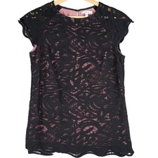 Reiss Black Lace Cap Sleeve