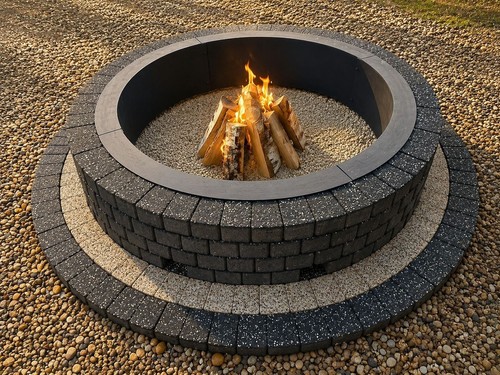 Round fire pit surround kit - fire,