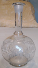 Vintage Engraved Glass Decanter Decorative Water Bottle Elegant Boho Vase