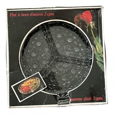 Vintage Veropa Clear Cut Glass 3 Section Hors D’oeuvres Relish Dish France Box