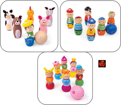Wooden toy skittles set 6 - skittles,