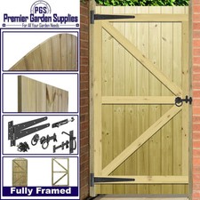 6ft T&G Fully Framed Wooden Garden Gate Treated Arch/Flat Top Timber Door