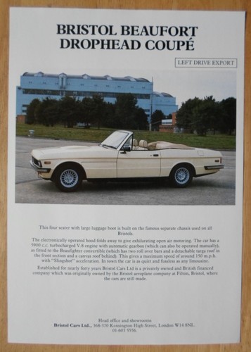 Bristol beaufort drophead - bristol,