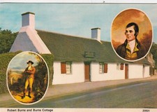 Robert Burns Cottage and portraits Postcard 1980 used VGC