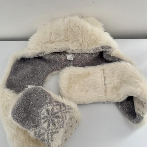 White fur teddy bear scarf - scarf, hat