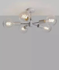 John Lewis Ceiling Light House 5 Arm Semi Flush Light Chrome Grey, Missing Box