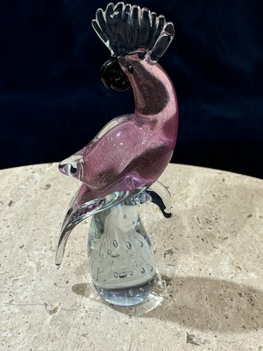 Murano pink glass cockatoo