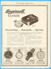 1925 Ingersoll Radiolite Luminous Pocket Watch Yankee Waterbury Midget Wrist Ad