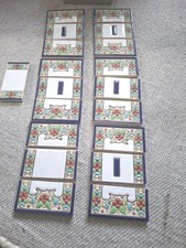 19 Ceramic Edge Tiles, Spanish Hand Painted 7@ 7x4cm + 12@ 7x3.5 cm New 