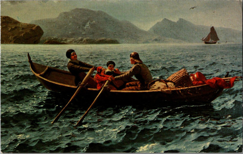 Vtg art postcard - postcard,, helping